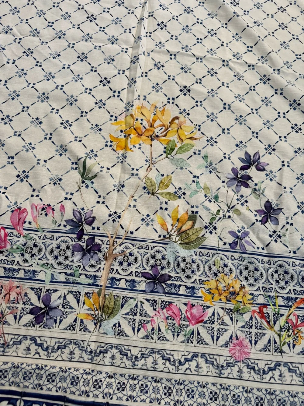 Maison d’Hermine Floral Tablecloth 59x106 Blue White Botanical French Cottage